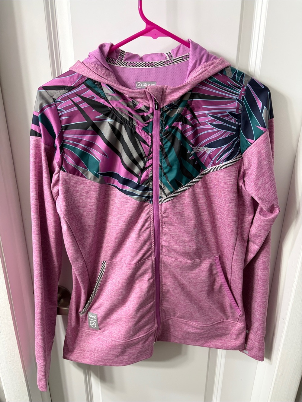 Zoot Pink Hooded Athletic Jacket with Teal & Black Accent